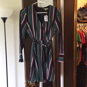 Long sleeved, striped tie dress (SMALL)